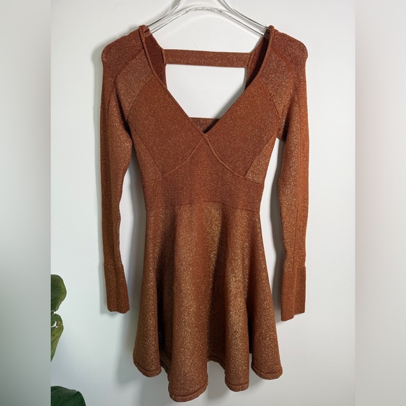 FREE PEOPLE Wildest Dreams metallic knit mini DRESS - Picture 5 of 8